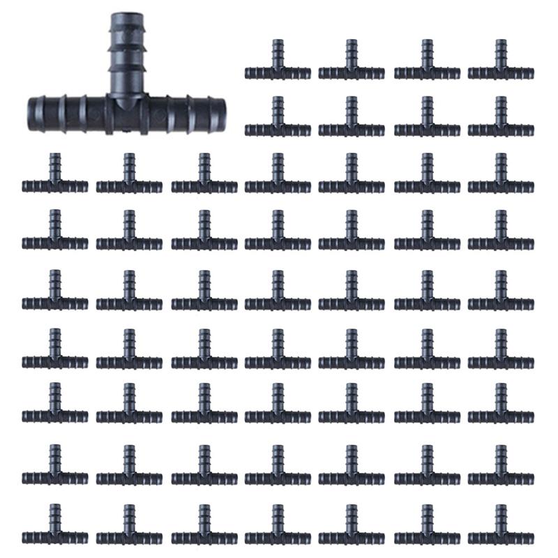 200PCS Drip Irrigation Connectors 16Mm Barbed Connector Tee Couplings Irrigation Connectors For Drip Tubing Watertubing