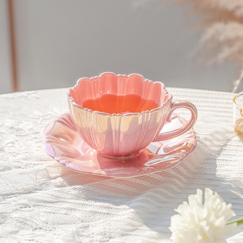 240 ml Filiżanka ceramiczna Petal Filiżanka do kawy i spodek Filiżanki do popołudniowej herbaty Kubek do mleka Kubek do kawy Filiżanki do mleka Filiżanki do herbaty Filiżanka do herbaty Naczynia do picia