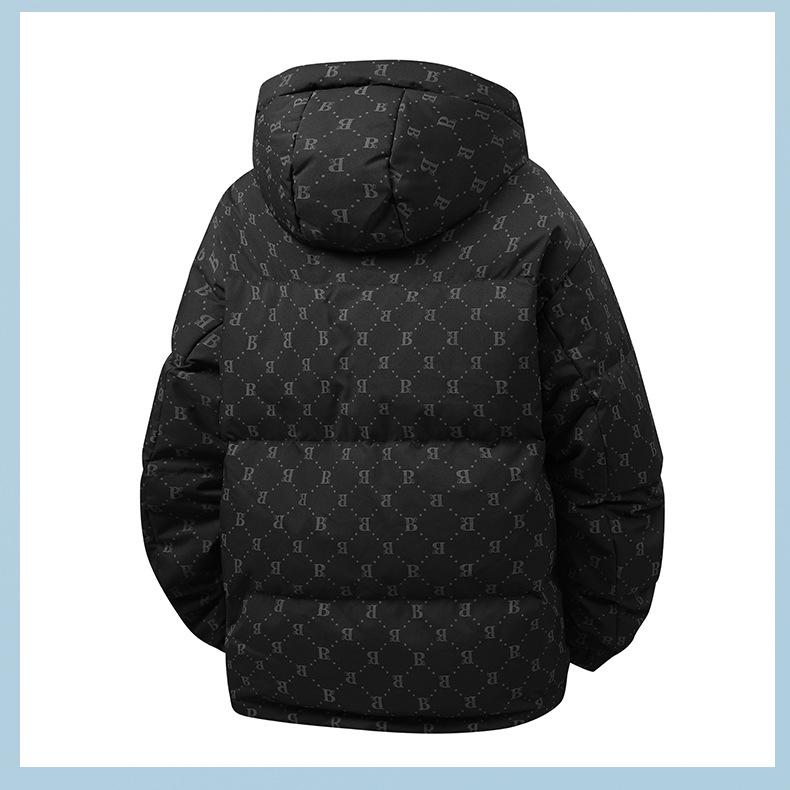 Men's 2025 Winter Down Jacket - French Style, Trendy Korean B-Print, White Duck Down Warm Outerwear.