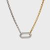 Two-Tone 18K Gold Stainless Steel Necklace with Pearl Chain