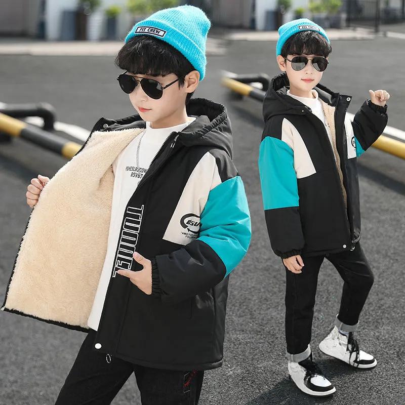 

Мальчиковая осенне-зимняя хлопковая одежда с подкладкой, Утепленные куртки, Одежда с подкладкой из плюша, Мальчиковая хлопковая одежда с подкладкой, Большие дети 140 чёрный