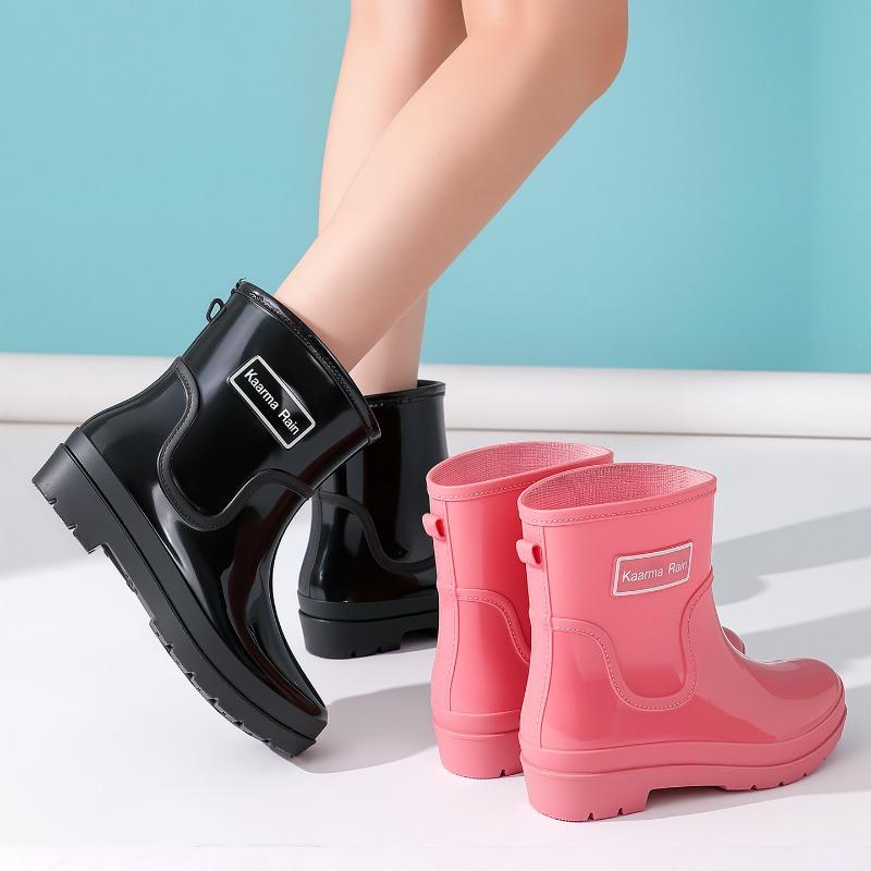 Goodlooking rain shoes women's fashion out short rain boots thicksoled nonslip waterproof shoes