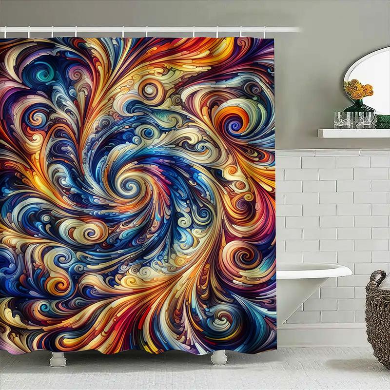 Modern Geometric Animal Print Shower Curtain Bathroom Decor Home Swede Home Decorative Blue Orange White Cow Pattern Waterproof