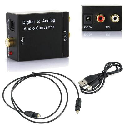 Fiber Optik Kablo ile Dijital Analog Ses Dönüştürücü Adaptör 3.5 MM Jack Optik Fiber Toslink Sinyal Koaksiyel RCA R / L Ses Kod Çözücü