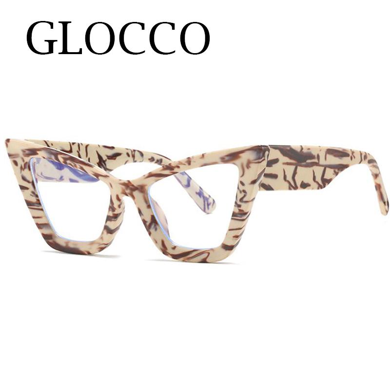 Fashion Oversized Cat Eye Clear Green Reading Glasses Women Vintage Designer Blue Light Blocking Female Eyeglasses