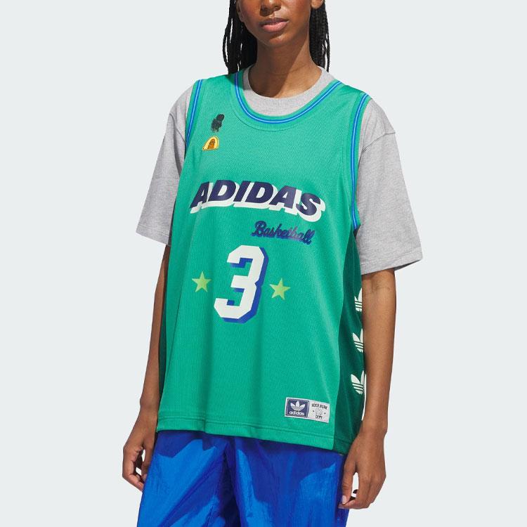 Adidas Originals Hoop York City Jersey Alphanumeric Print Round Neck Sleeveless Basketball Tank Unisex Tops Light-Turf-Green IT9954