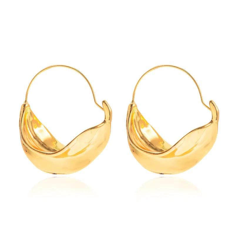 Creative Irregular Pleated Geometric Drop Earring For Women Jewelry Trending Vintage Smooth Gold Silver Color Stud Earrings Gift