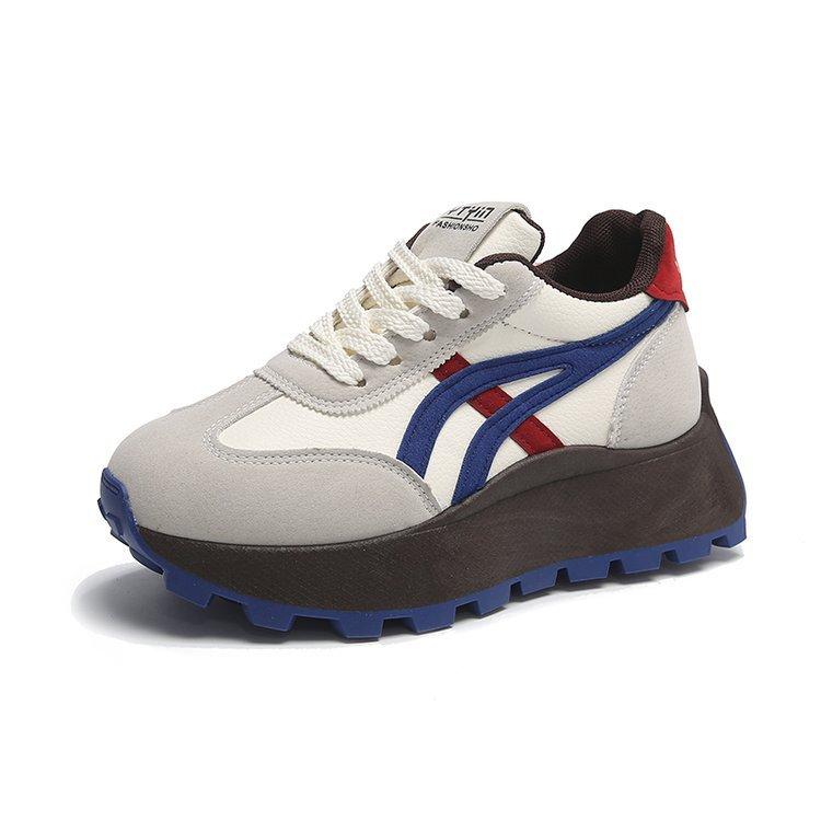 Sneakers autumn and winter new thick-soled heightened and thin dad shoes versatile fashion color matching small casual shoes
