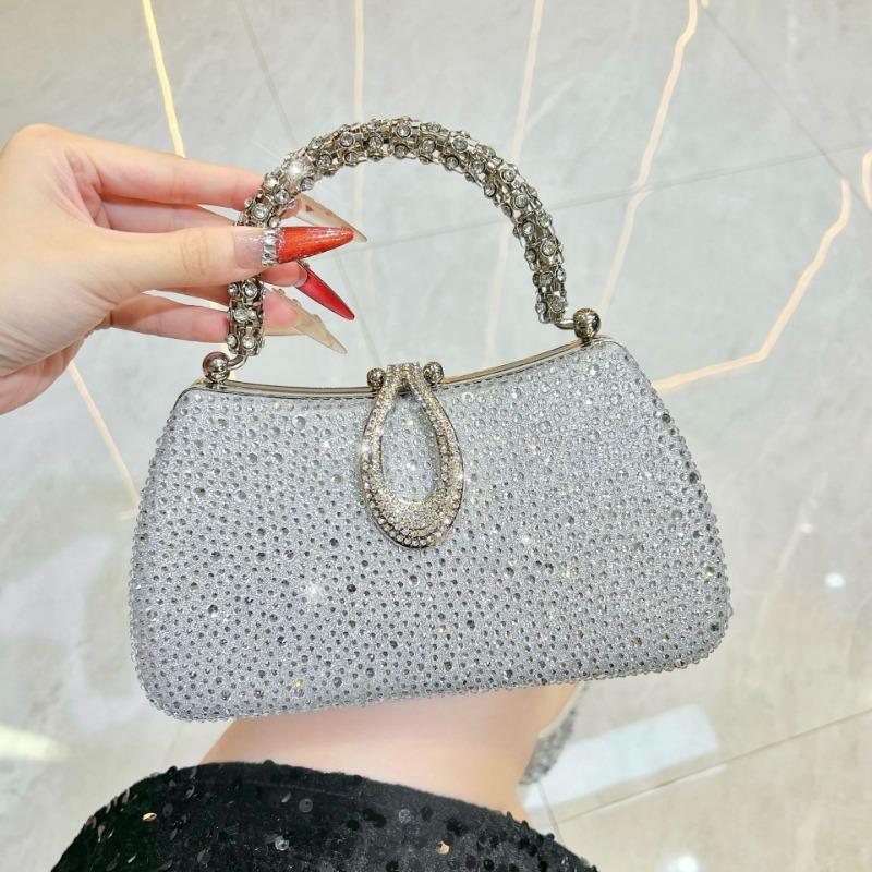 Sac bandoulière à chaîne Pochette de luxe Sac à main haut de gamme Mondain Pochette de soirée scintillante en strass