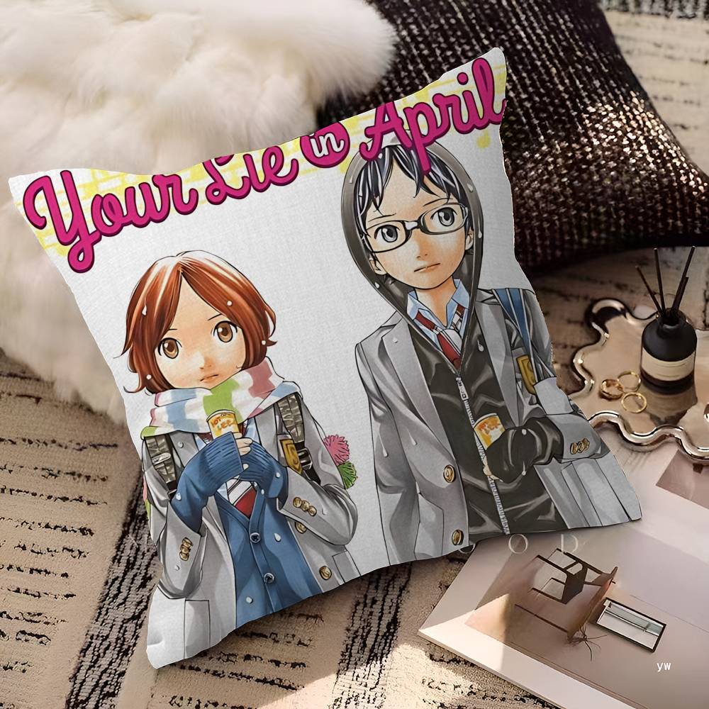 Your Lie In April Anime Decorative Room Aesthetics Pillow Case Home Decor Bedroom Sofa Bed Couch Pillow Cover 45x45