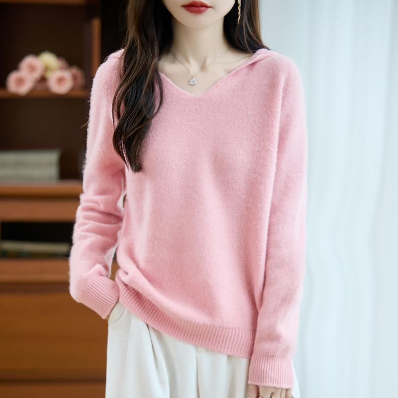 Women's cashmere sweater Qinghe cashmere 30% cashmere 70% wool autumn and winter pullover warm and fashionable