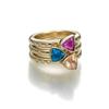 Gorgeous Blue Red Yellow Stone Zircon Engagement Gold Color Rings Set Party Anniversary Wedding Rings for Women