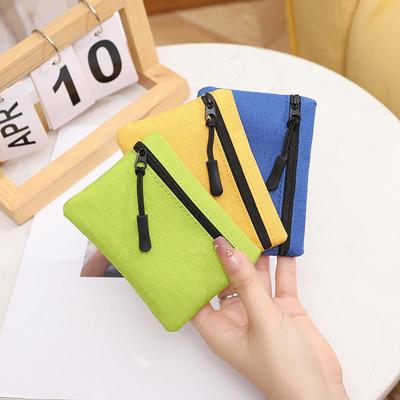 Zipper Coin Purse Retro Solid Color Wallet Small Item Bag Oxford Cloth Coin Purse Korean Style Card Storage Bag