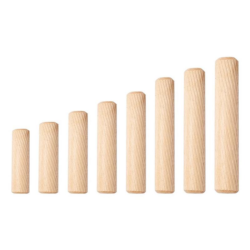 100Pcs/Pack Round Wooden Dowel Pins 6*40Mm 8*40Mm 10*40Mm Cabinet Drawer Round Fluted Diy Woodworking For Dowel Jigs Drill