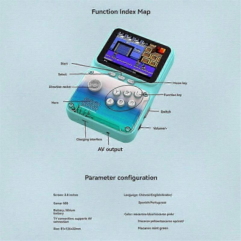 Handheld Video Game Console with 2.8 Inch Display and 500 Retro Arcade Games, AV Connection Supported, Ideal Gift for Children