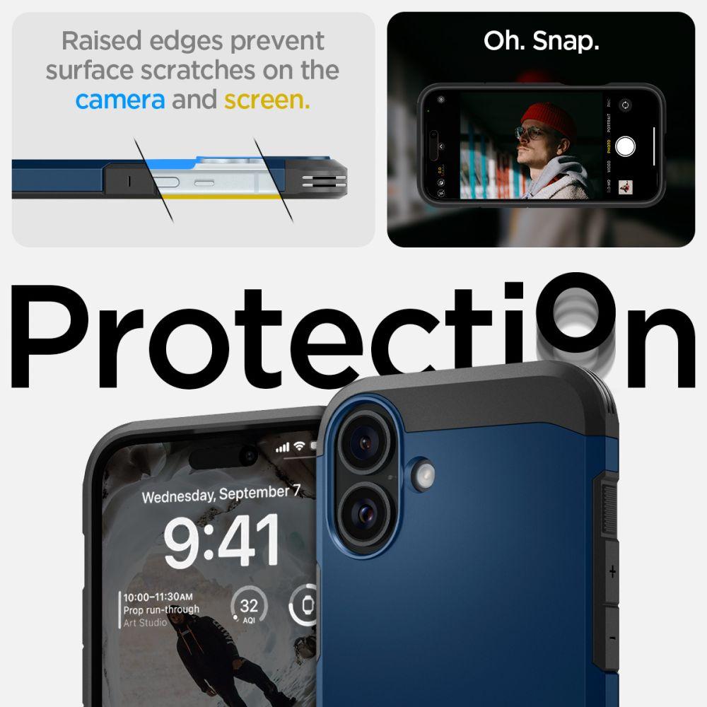 Spigen Tough Armor MagSafe Case with Stand for iPhone 16 - Blue