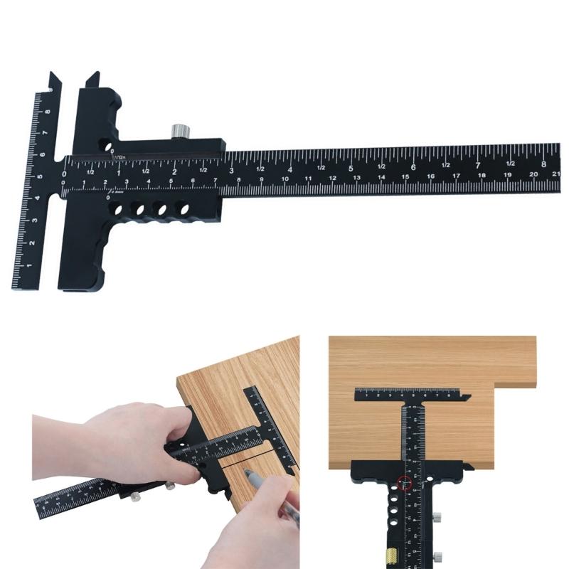 T-Square Ruler, Adjustable Aluminum Alloy Scriber Drawing T-Ruler for Carpentry Measuring Woodworking Line Drawing