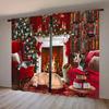 Winter Snowflake Santa Claus Patterned Curtains Christmas Home Decoration Room Curtain Set Of 2 Made Polyester Washable