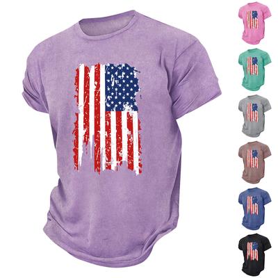 Camiseta Informal Deportiva de Manga Corta con Estampado para Hombre y Cuello Redondo