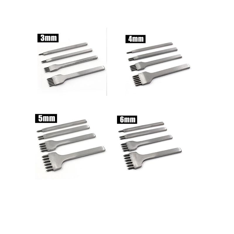 3/4/5/6mm Stainless Steel Diamond Chisel DIY Leather Tool Handmade Leathercraft Stitching Hole Punch Oblique Flat