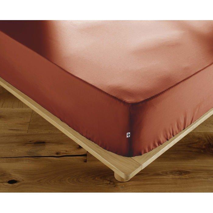 Drap Housse 160x200 cm percale de coton tomette Perrine