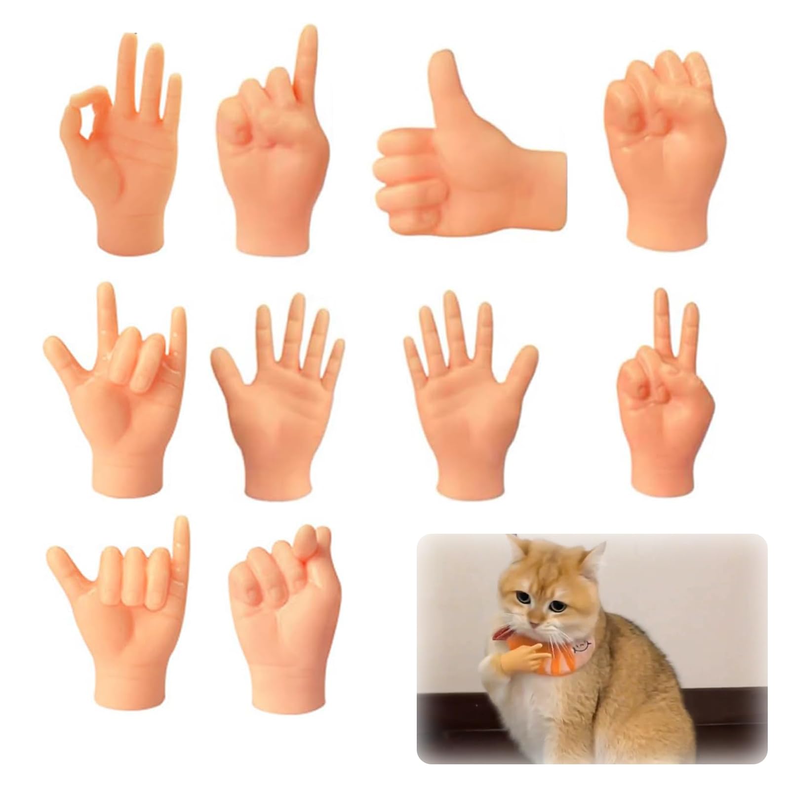 

YANHUILAY Miniature Cat Finger Toys [Set of 10] Mini Cat Hands, Cat Teasers, Finger Puppets, Popular, Cute, Fun, Soft, Stretchy, Photography, Pet
