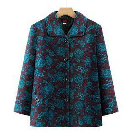 

Plus Size Spring Jacket for Middle-Aged and Elderly Women - Chinese National Style for Moms and Grandmas XL синій