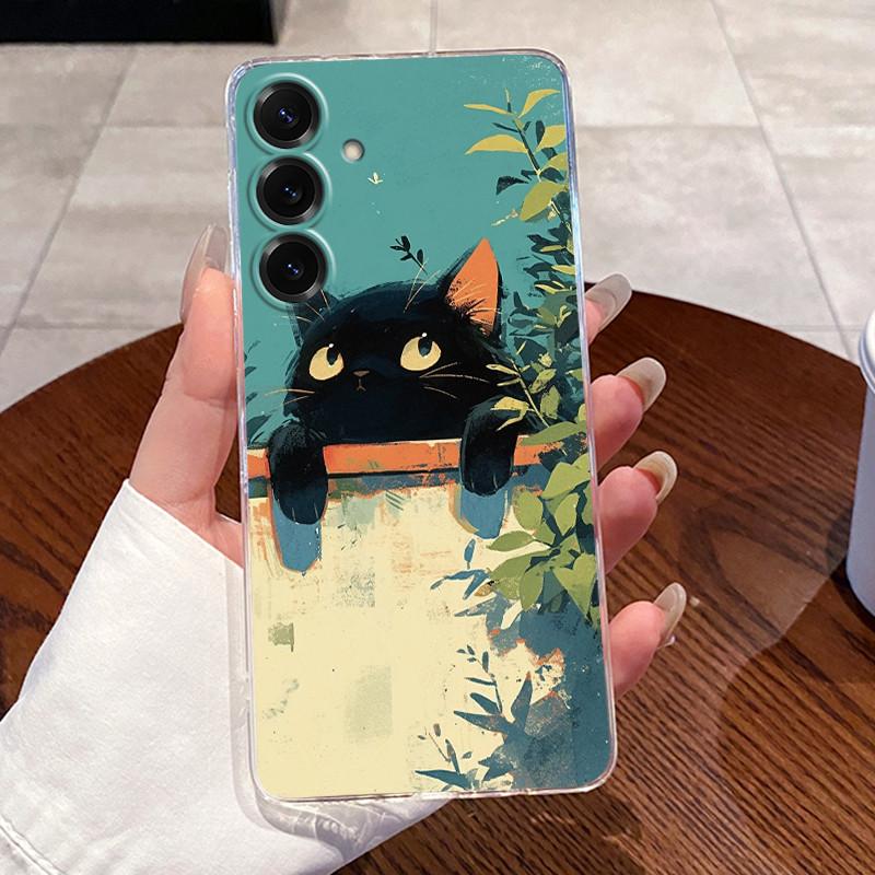 For Samsung Galaxy S25 FE S25 Edge S25 Slim S25+ Cases Clear Soft TPU Back Cover For Samsung S25 Plus Cute Rabbit Cat Phone Case
