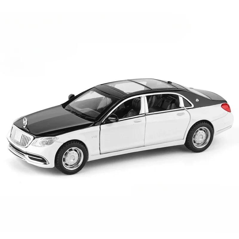 1/32 Benz Maybach S650 Model auta Slitina na hračky litá Limuzína Simulace Vozidla Zvuk Lehká Gumová pneumatika Hračky Dárky k narozeninám pro chlapce
