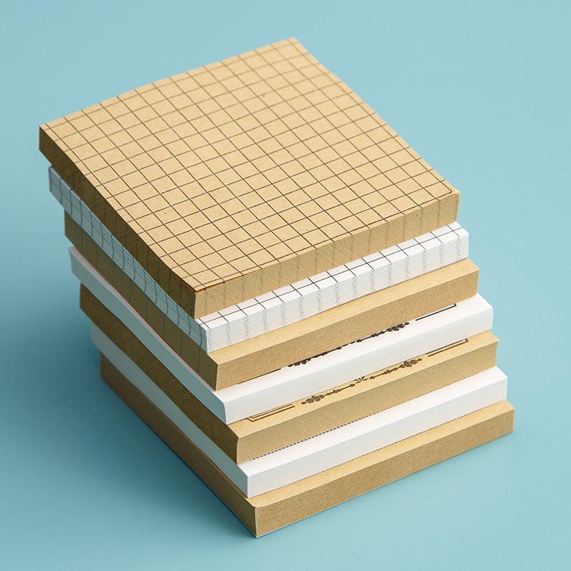 Kraft Paper Tearable Memo Pad - Reusable Grid Student Sticky Notes