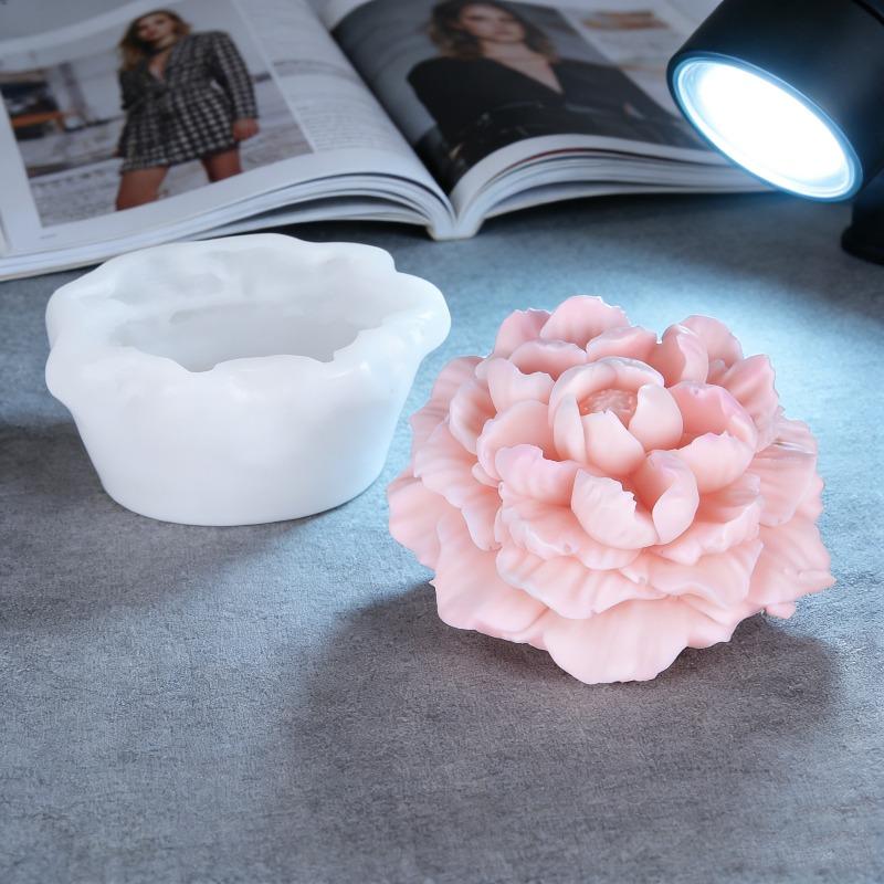 Exquisite Peony Flower Silicone Candle Mold 3D Rose Aromatherapy Gypsum Craft Soap Mold DIY Chocolate Ice Cake Baking Mold