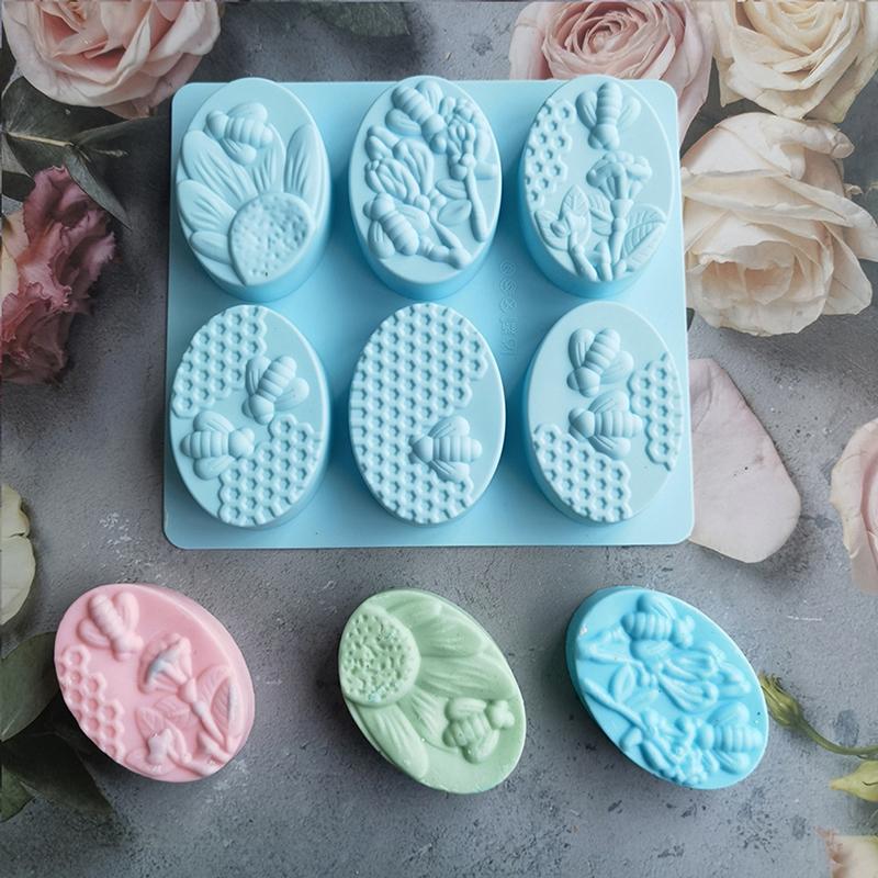 1 Pc 6pcs Oval Bee Shaped Ice Cream Jelly Pudding Soap Cake Mould Home Kitchen Cake Dessert Baking Tools