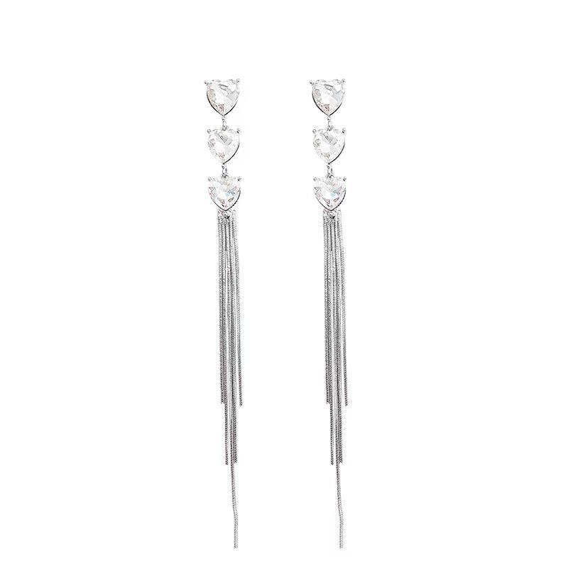Chic & Elegant Long Tassel Earrings for Women - Trendy Korean Style, Diamond Accents, 2026 Fashionable Light Luxury.