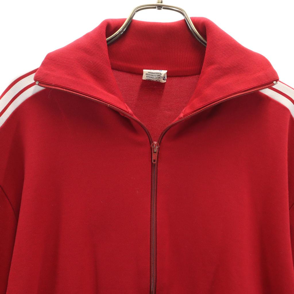 Adidas 70-talls Vest-Tyskland Merke Descente Vintage Treningsjakke 5 Rød Jersey Herre Brukt