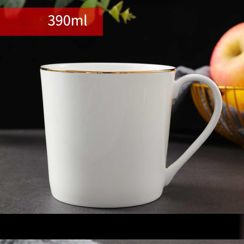 Bone China Coffee Mug with Gold Rim, 200-400ml Tea Cup with Handle White 1pc, for Espresso,Hot Cocoa,Cappuccino,Latte and Cold Drinks, Microwave Safe