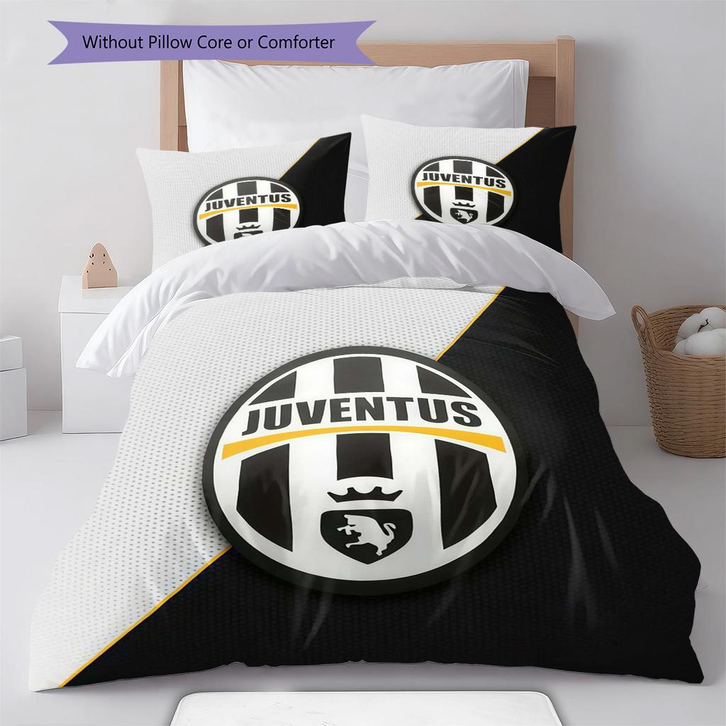 Set Copripiumino Trapuntato Juve Federa Federe Decorazione Casa Regalo di Compleanno (1 * copripiumino + 2 * federa, senza nucleo)