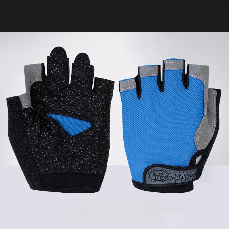 

Bicycle riding gloves, four season universal five finger gloves, half section magic tape ice silk yoga gloves, sweat absorbing L