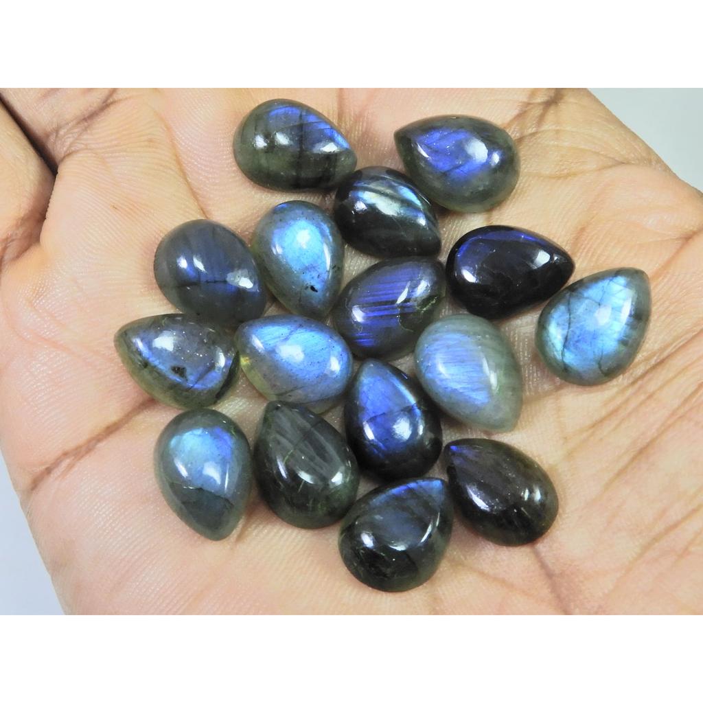 10X13MM Natural Labradorite Blue Fire Pear Cabochon Loose Gemstone 16Pcs Lot C-1127