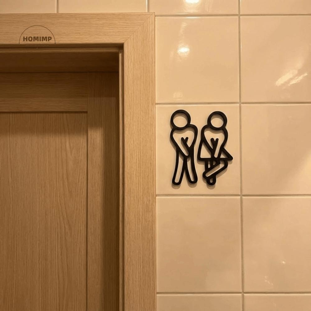 Creative 2D Flat WC Door Signs 12cm Wooden Gender Signs Decorative Funny Bathroom Indicator Plate Women Toilet
