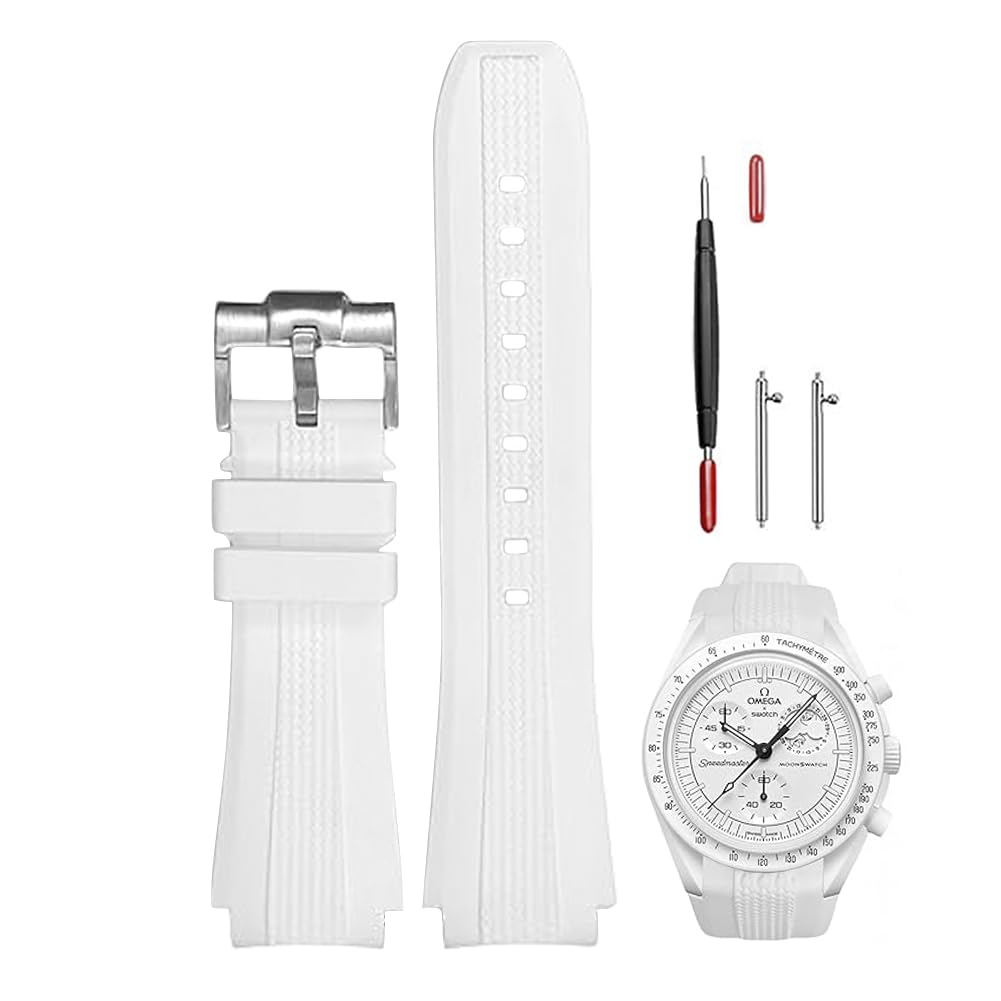 Sibehill 20mm Replacement Silicone Watch Band for Omega and X, Swatch, MoonSwatch, Speedmaster.