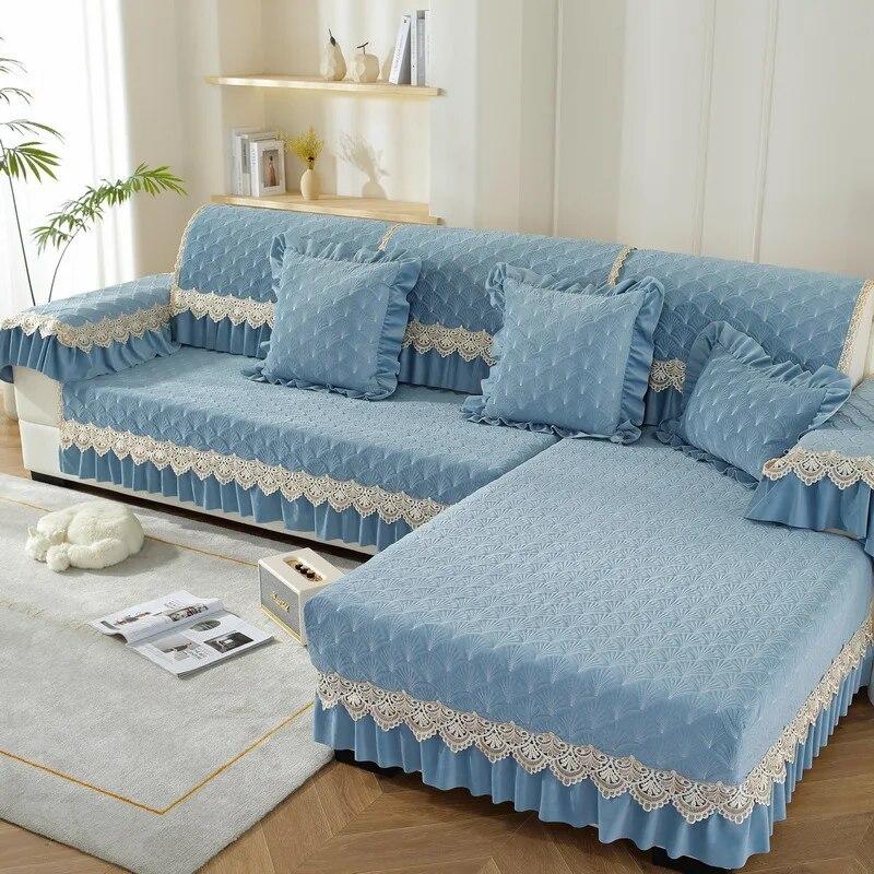 Winter Non-Slip Cushion European Style Skirt Sofa Cover 2022 New Thickened Cover Cloth Plush Sofa Cushion