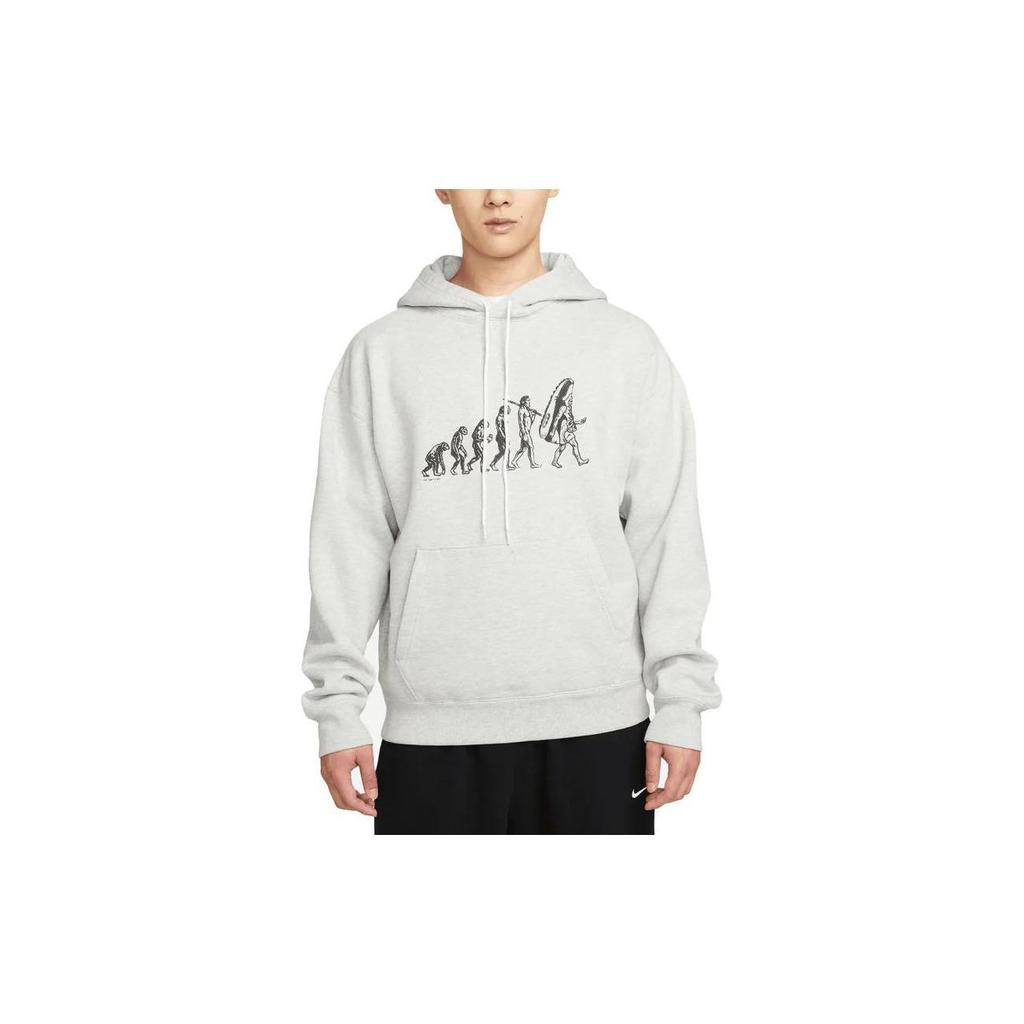 Nike Graphic Print Hooded Sweatshirt Men Tops Grey FQ6898-050