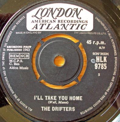 7inch Record DRIFTERS - I'll Take You Home  HLK9785 London Records, 1963 UK Pop Used