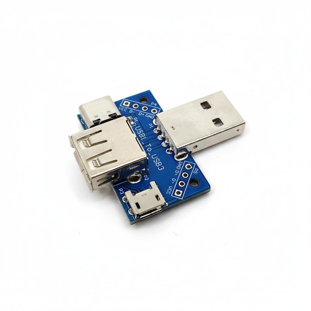 

Плата-адаптер USB Папа-Мама Микро Type-C 4P 2.54мм Линейный USB4 10*10*2 белый