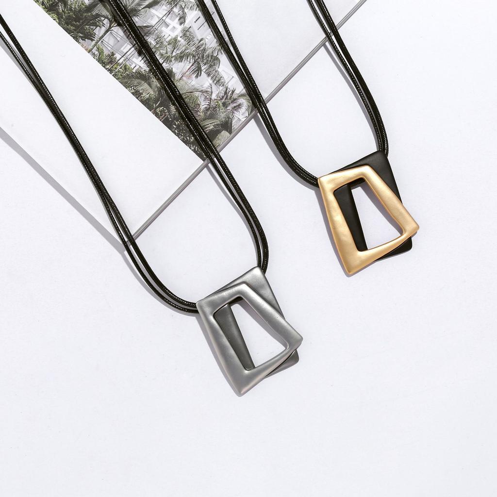 Accessories Necklace Fashion Fashion Geometric Two-Color Long Women'S Metal Sweater Chain