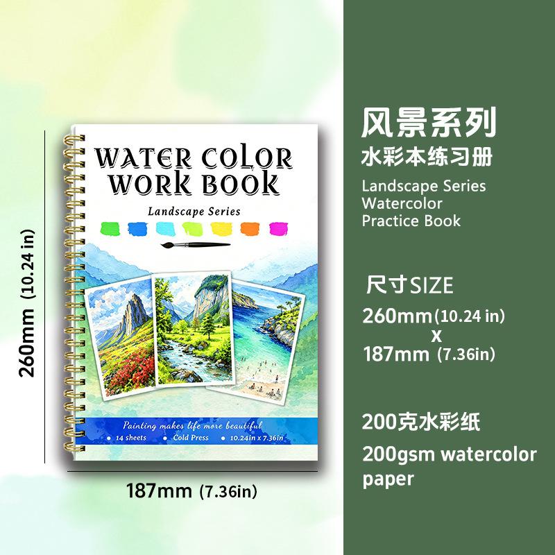 Beginner Watercolor Coloring Book Art Painting Practice Notebook