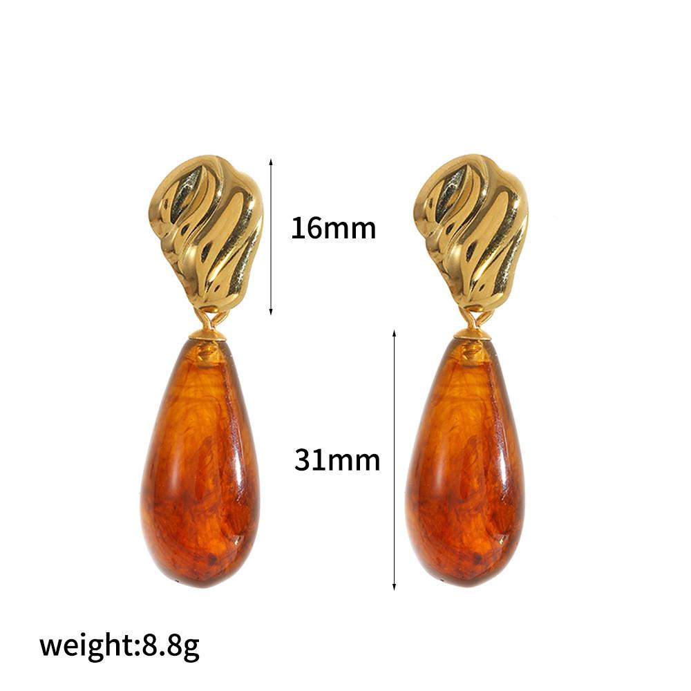 Geometric Resin Earrings For Women With Stainless Steel Design Trendy Jewelry