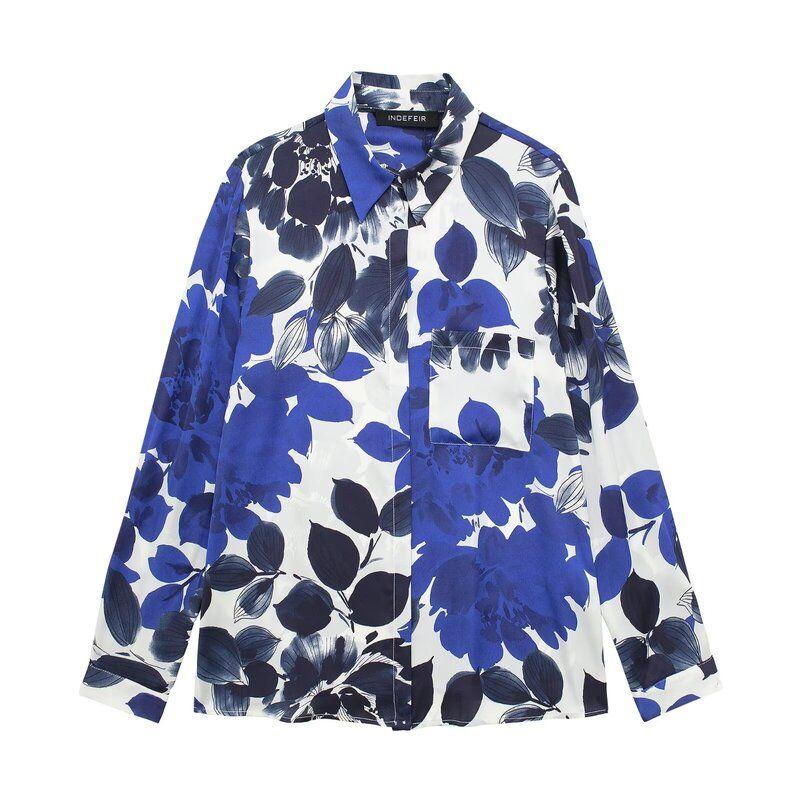 Fashion Style 2024 Spring New Arrival Women's Clothing Loose Temperament Flower Print Shirt Tops 2342205 330
