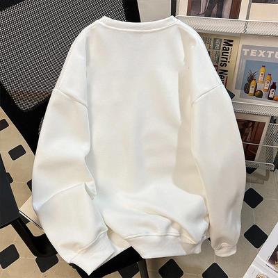 Crew Neck Sweater Niche American Autumn and Winter Fleece Men's Couple Fleece Thicker Casual Fashion Women