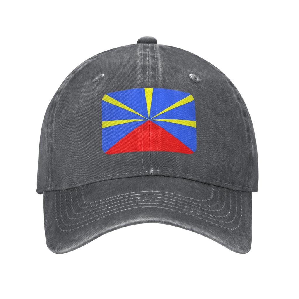 974 Reunion Island Flag Washed Denim Cap Casual Baseball Caps Adjustable Hat Summer Unisex Baseball Hats